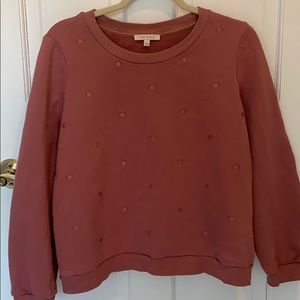 Skies are Blue Embroidered Polka dot Sweatshirt